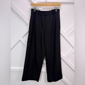 Talbots Black Linen Blend Wide Leg Crop Pants Pull On Elastic Waist Size XS